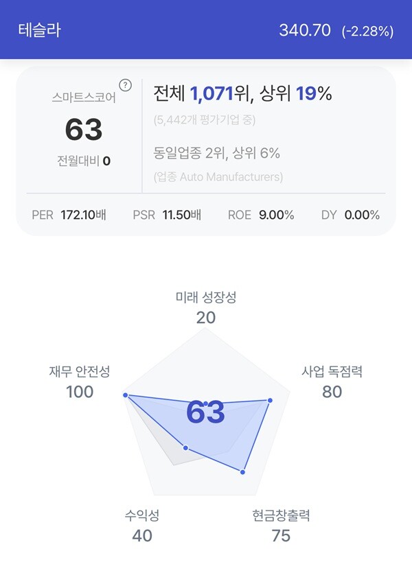 테슬라 주가 분석. (자료=초이스스탁)