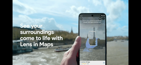 Google AR Maps service screen / Extract from Google\'s YouTube channel