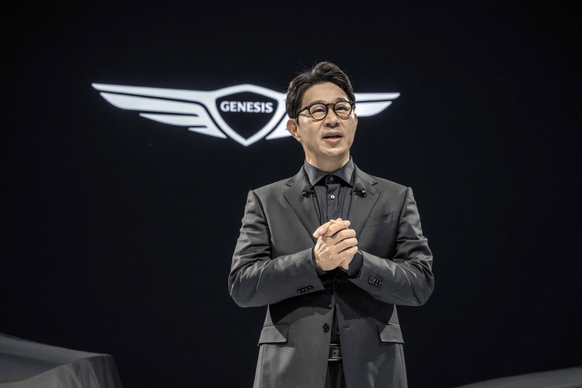 송민규 제네시스사업본부장 부사장이 2025 서울모빌리티쇼에서 발표하고 있다. (현대차 제공. 재판매 및 DB 금지) 2025.4.3/뉴스1
