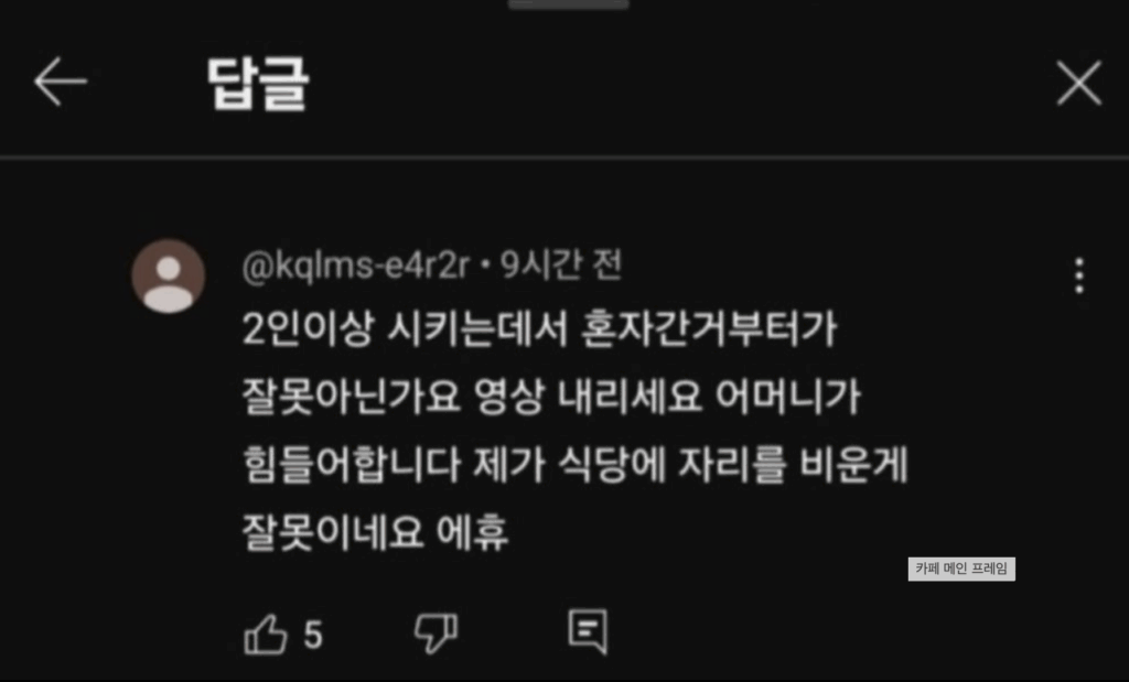 풍자여수 문제맛집 아들 댓글