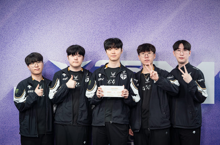 젠지는 지난달 13일 한화생명e스포츠를 3대 2로 꺾고 MSI 1번 시드를 획득했다. ⓒLCK