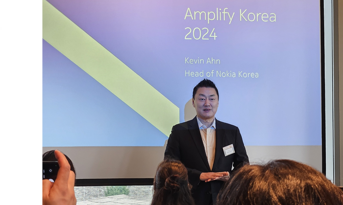 안태호 노키아코리아 대표가 2024년 7월 3일 광화문 포시즌스호텔 서울에서 열린 ‘앰플리파이 코리아(Amplify Korea)’ 행사에서 개회사를 발표하고 있다. ⓒ데일리안 민단비 기자