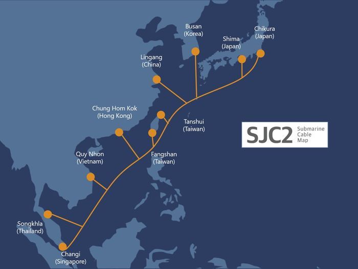 국제 해저 케이블 SJC2 경로. ⓒSK브로드밴드