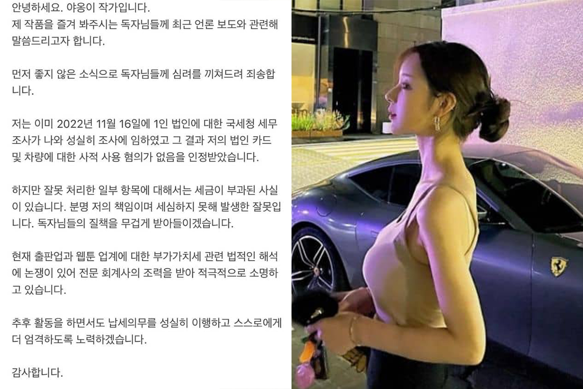 출처 : 야옹이 작가 SNS