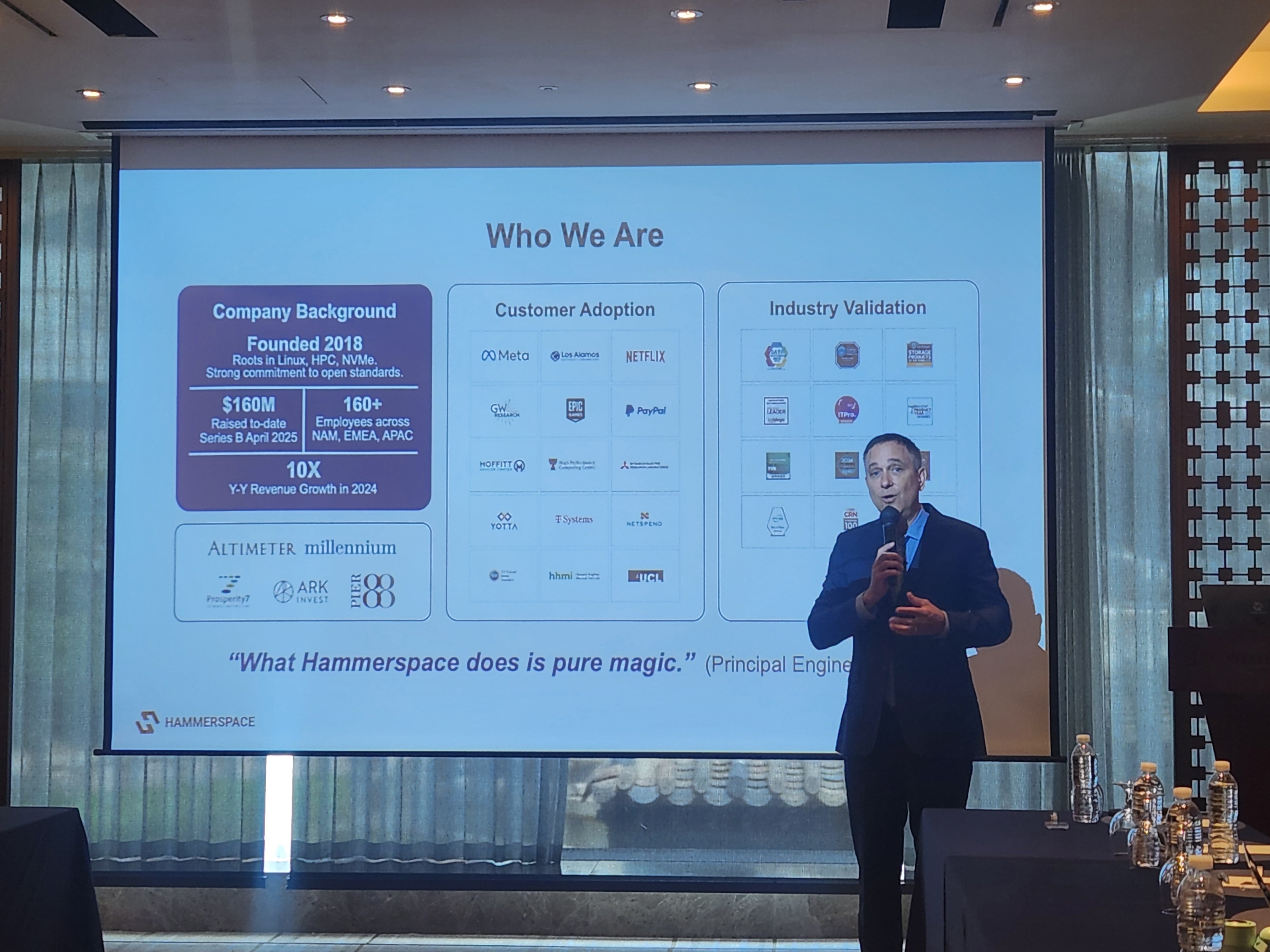 데이비드 플린 해머스페이스 창업자 경 최고경영자(CEO)가 8일 서울 소공동 웨스틴조선호텔에서 열린 기자간담회에서 한국 시장 진출 이유를 말하고 있다. /심민관 기자