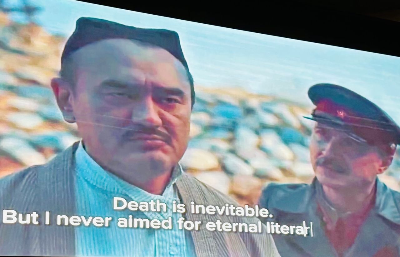 Abdulla Qodiriy (left) is portrayed in a documentary showcased by Uzbek Embassy in Seoul at an event in Seoul on June 30. (Sanjay Kumar/ The Korea Herald)