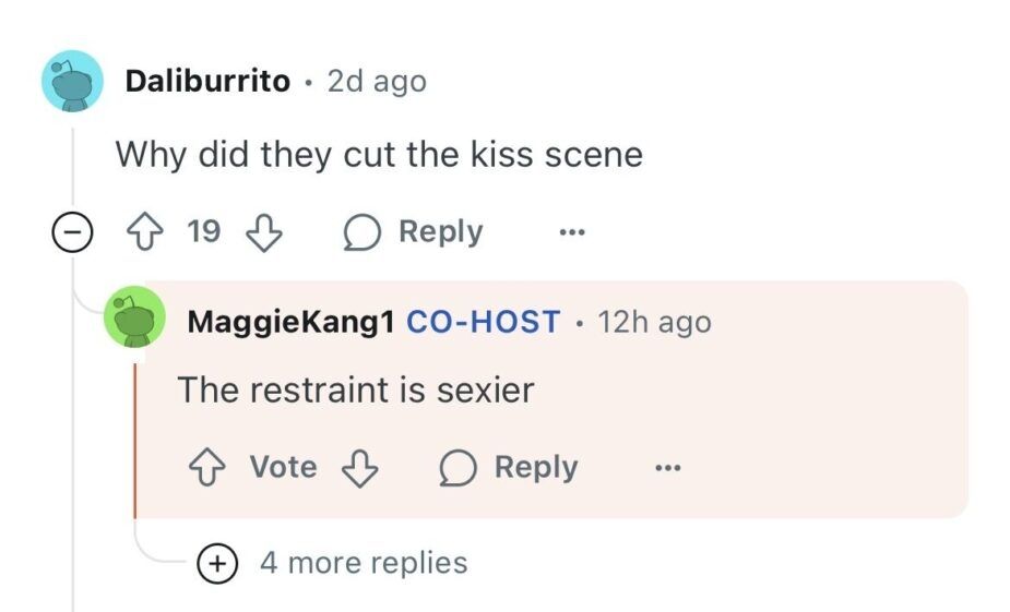 Screenshot of a Reddit post showing Maggie Kang]