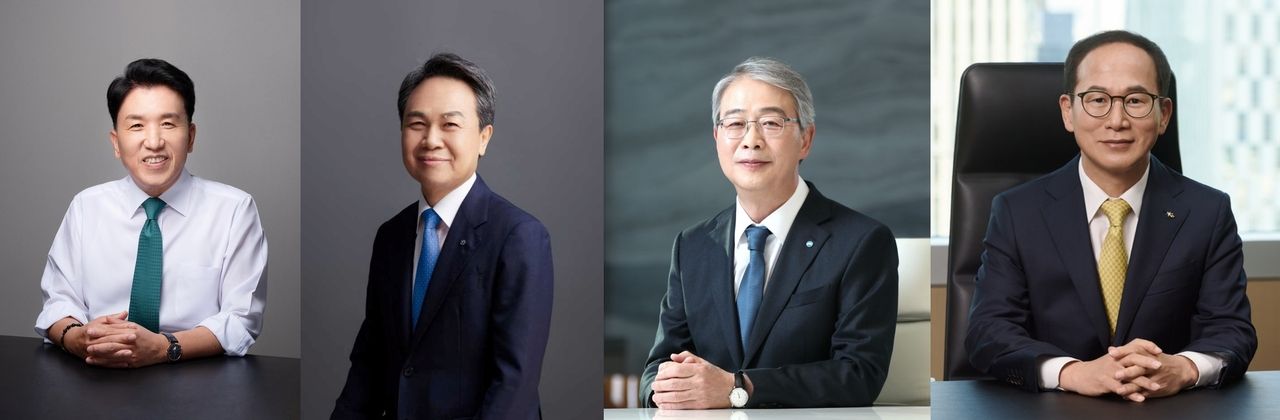 From left: Hana Financial Chair Ham Young-joo, Shinhan Financial Chair Jin Ok-dong, Woori Financial Chair Yim Jong-ryong and KB Financial Group Yang Jong-hee