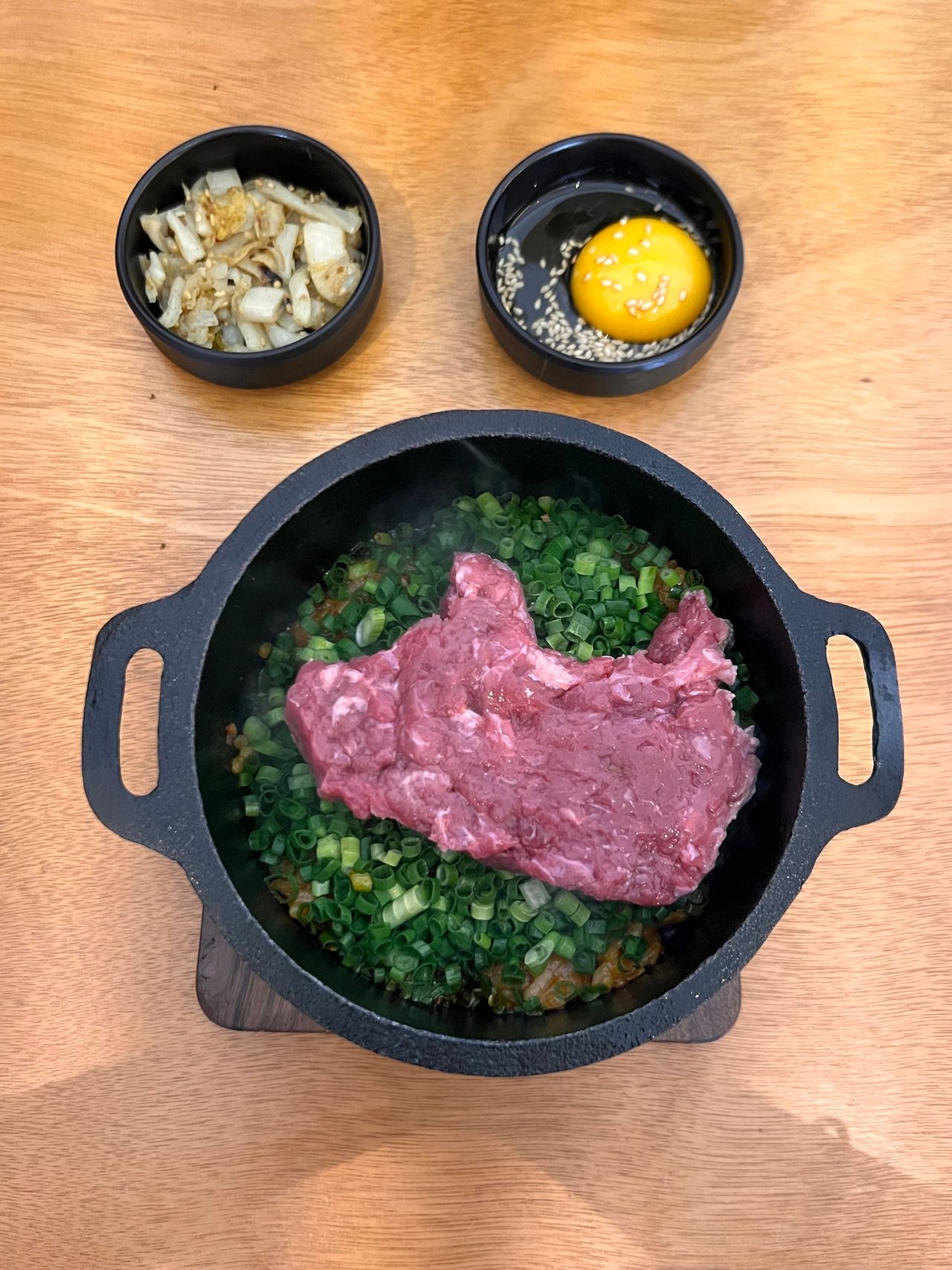 Spicy stir-fried radish kimchi rice topped with cow-shaped