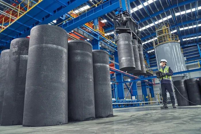 Synthetic graphite at Posco Future M’s anode material plant in Pohang, North Gyeongsang Province (Posco Future M)