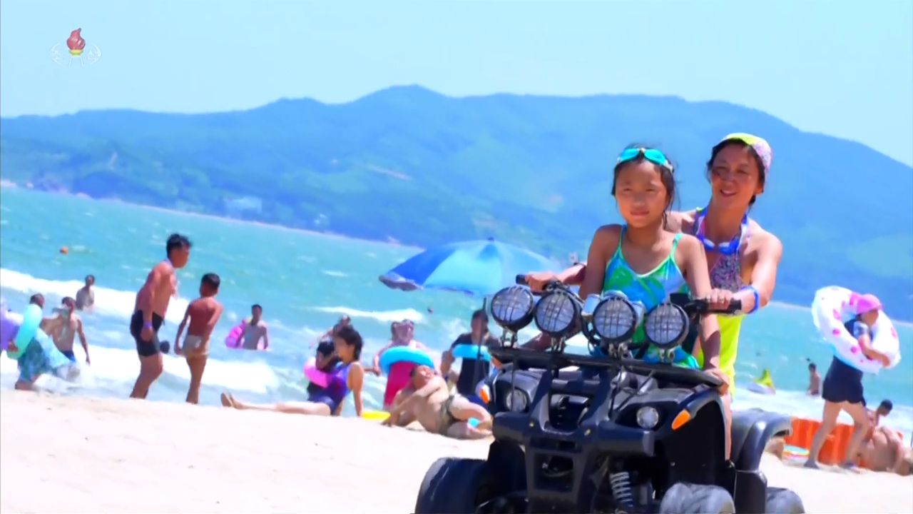 A promotional image of Kalma beach resort in Wonsan, North Korea released by Korean Central Television on July 16. (Yonhap-KCTV)]