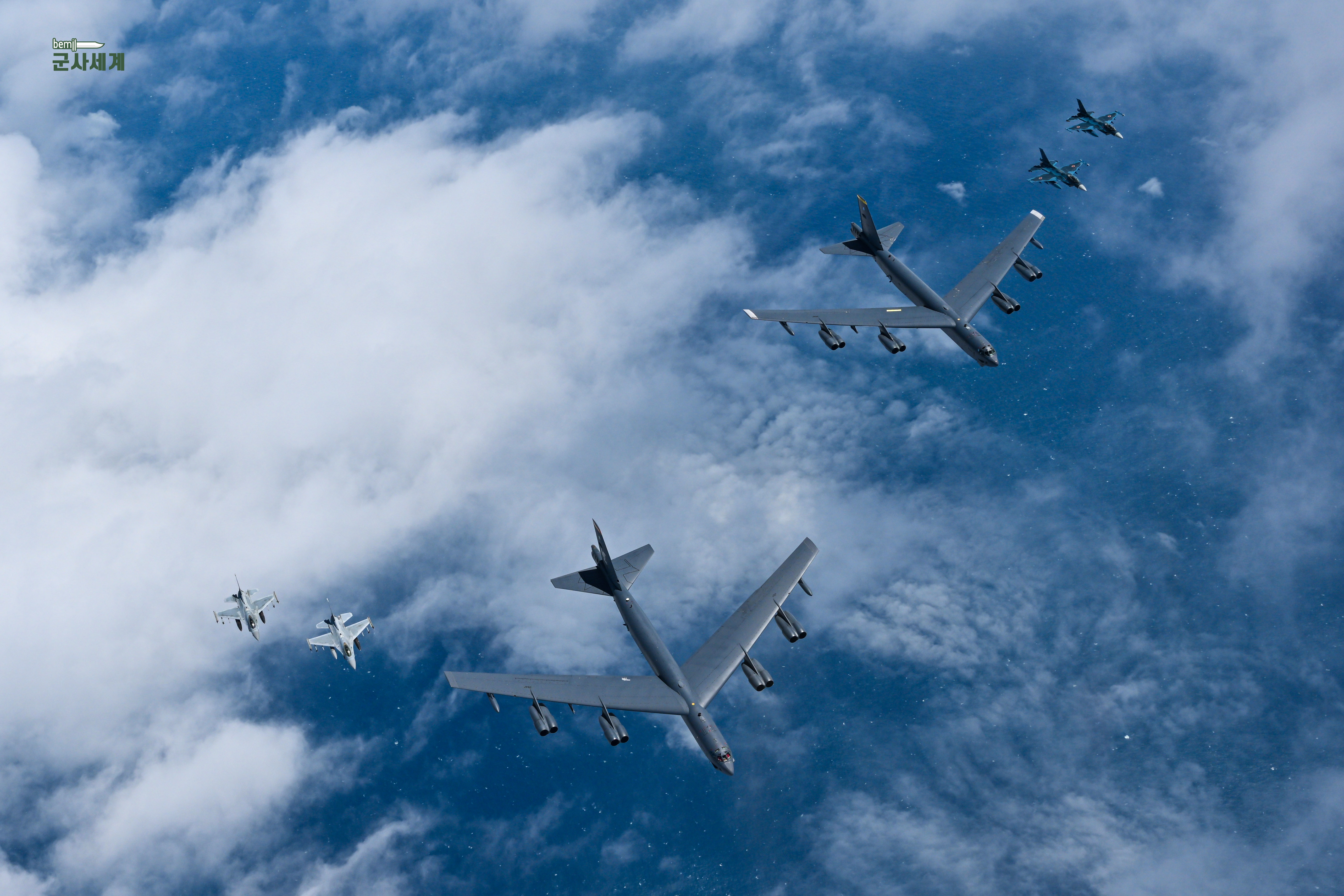 Joint aerial exercise conducted by South Korea, the U.S., and Japan with the deployment of a U.S. B-52H strategic bomber / Republic of Korea Joint Chiefs of Staff