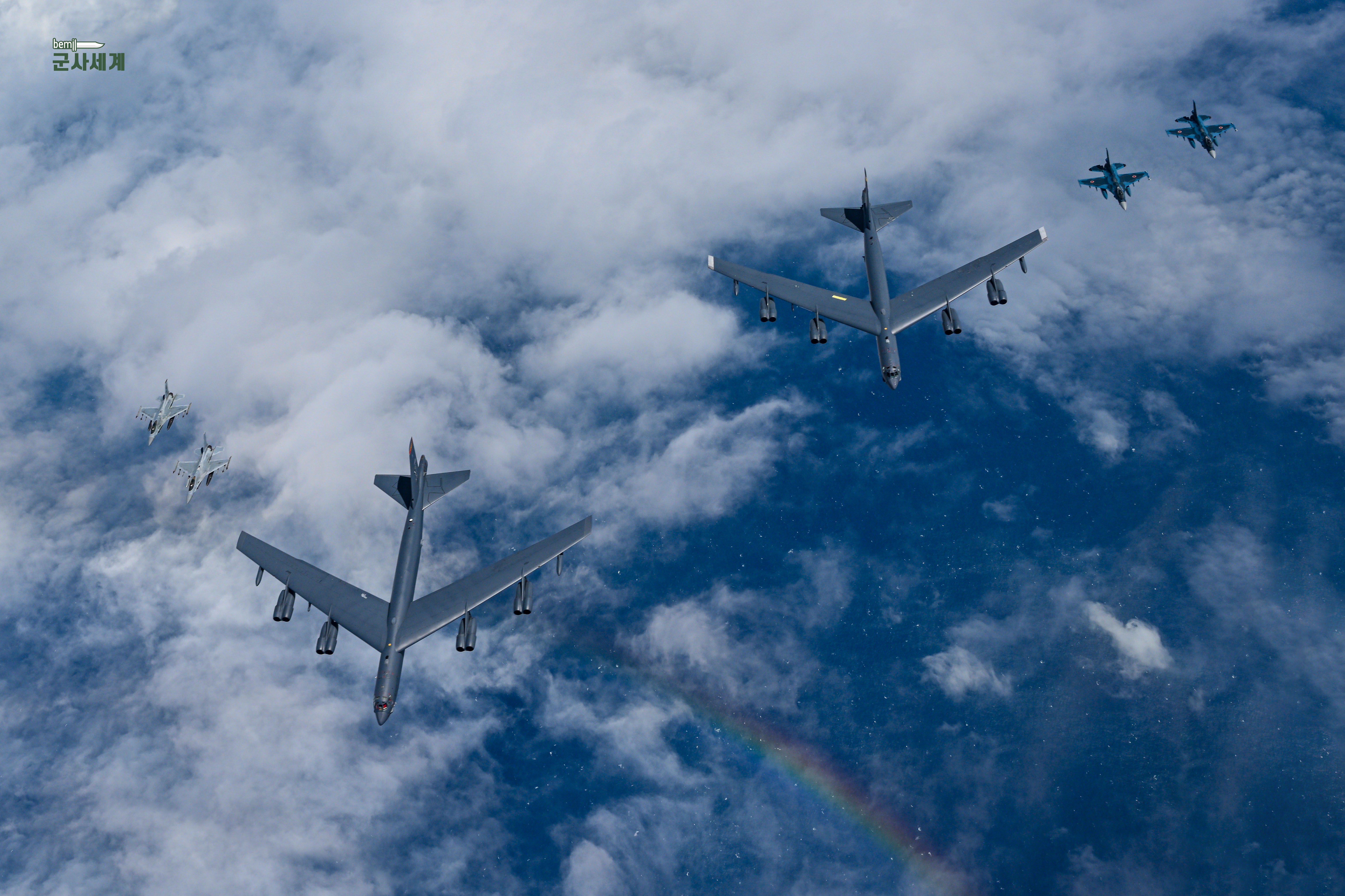 Joint aerial exercise conducted by South Korea, the U.S., and Japan with the deployment of a U.S. B-52H strategic bomber / Republic of Korea Joint Chiefs of Staff