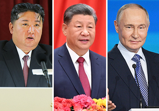 Kim Jong Un, General Secretary of the Workers\' Party of Korea, Xi Jinping, President of China, and Vladimir Putin, President of Russia / News1
