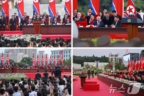 On August 15, the North Korean Workers\' Party newspaper Rodong Sinmun reported that a celebration was held at the Arch of Triumph Square in Pyongyang the previous day to mark the 80th anniversary of the Liberation of the Fatherland. Kim Jong-un, General Secretary of the Workers\' Party, and Vyacheslav Volodin, Chairman of the Russian State Duma, also attended the event / Rodong Sinmun