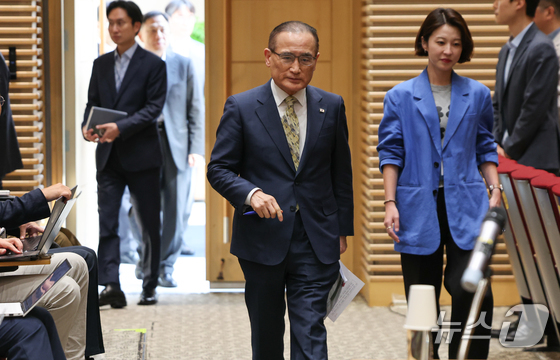Nat’l Security Advisor Wi Sung-lac at a press briefing, Presidential Office, Yongsan, Seoul on August 22 / News1