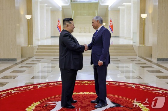 The North Korean Workers\' Party newspaper Rodong Sinmun reported that Kim Jong-un, General Secretary of the Workers\' Party of Korea, met with Vyacheslav Volodin, Chairman of the Russian State Duma (lower house) and close associate of Russian President Vladimir Putin, in Pyongyang on August 14 / Rodong Sinmun