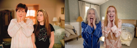 Scene from Freaky Friday (left) and Freakier Friday (right)
