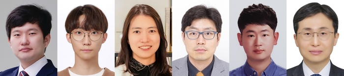 (왼쪽부터) 양지웅 DGIST 교수, 김기욱 박사과정생, 최문기 유니스트 교수, 박종남 교수, 김동룡 석사, 김대형 서울대 교수