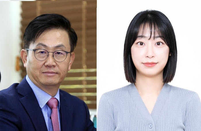 엄우용 포스텍 교수(왼쪽)와  첨단원자력공학부 박사과정 김효주 씨.