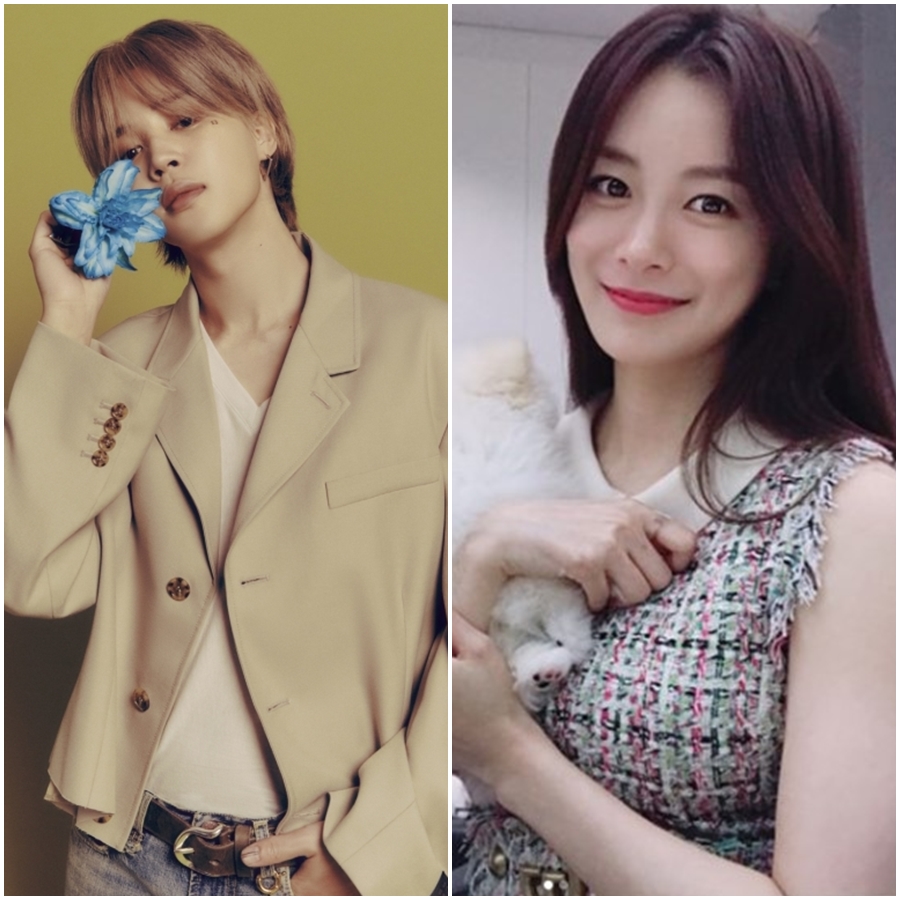 방탄소년단 멤버 지민(왼쪽)과 송다은의 모습. 사진제공=빅히트뮤직·사진출처=송다은 SNS