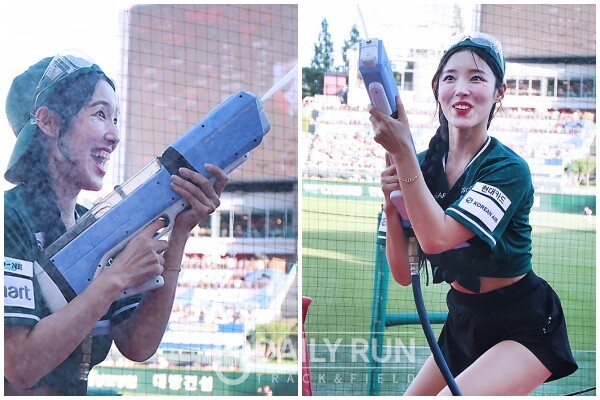 '물총 앉아쏴' 이수진, 장난기 발동한 SSG 치어리더 
