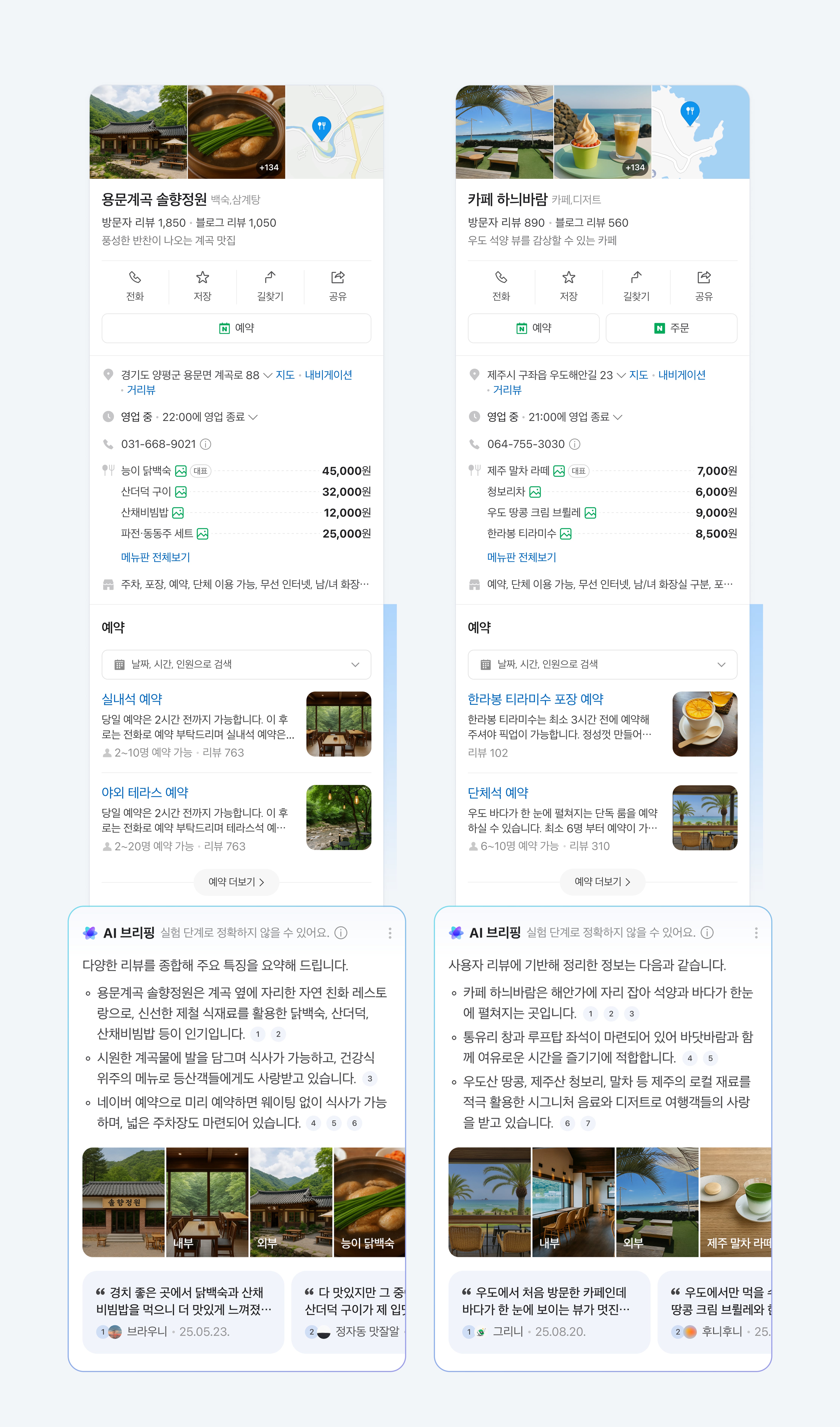 네이버 플레이스  AI 브리핑 화면./네이버 제공