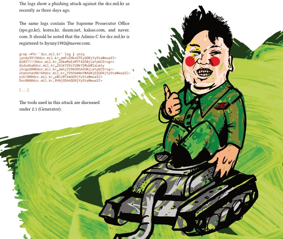 ‘북한의 지능형 지속 공격(APT Down: The North Korea Files)’ 보고서 일부