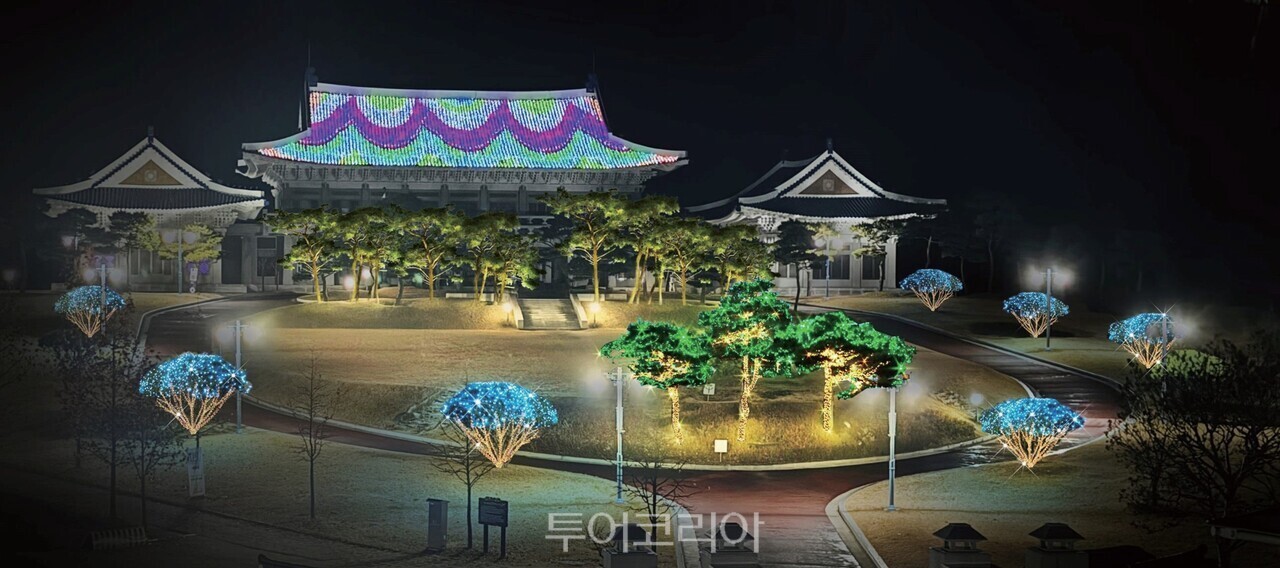 빛으로 물든 합천영상테마파크·청와대 세트장/사진-합천군