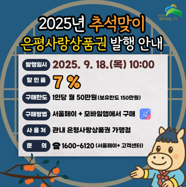 이미지 = 추석맞이 은평사랑상품권 발행 포스터