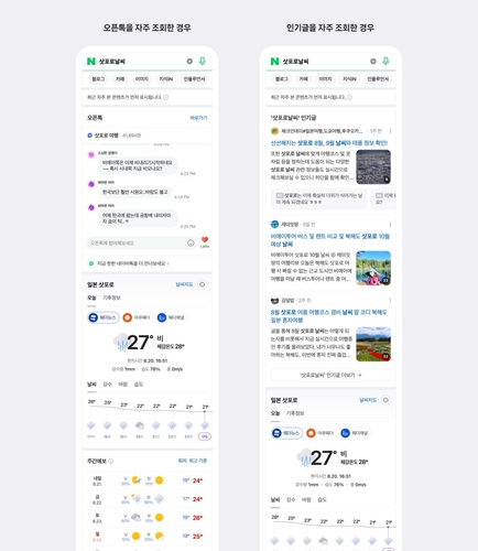 네이버 '맞춤형 검색 결과' 〈자료 네이버〉