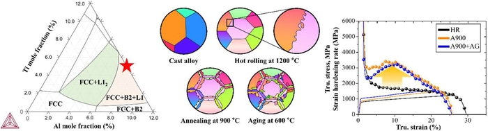 니켈계 고엔트로피합금의 열역학 상태도와 미세조직 도식도와 인장물성