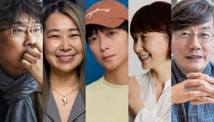 봉준호 감독, 매기 강 감독, 배우 강동원, 소설가 은희경, 방송인 손석희.(왼쪽부터) 사진제공=부산국제영화제