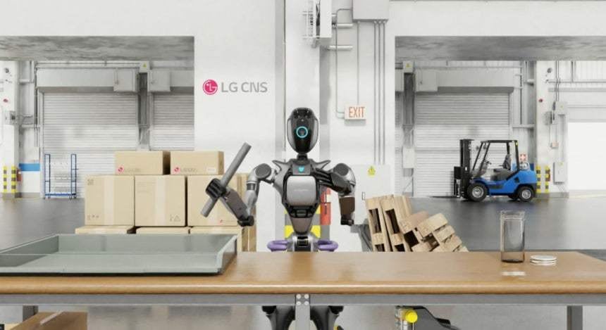 LG CNS가 휴머노이드 로봇에 피지컬 AI 적용을 위해 시뮬레이션 기반으로 학습을 진행하고 있다. / LG CNS 제공