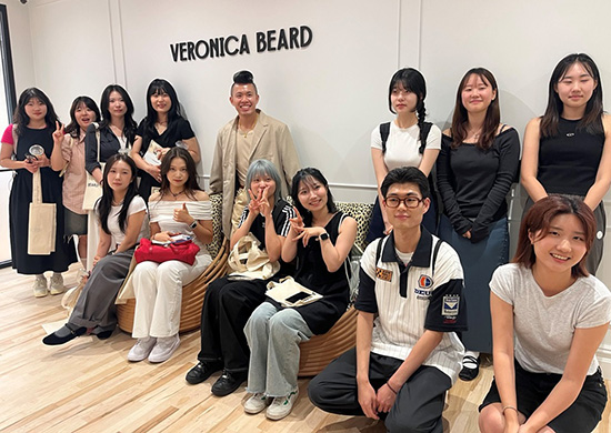Commemorative photo of Daegu University Fashion Design department visiting Veronica Beard in New York. (Photo: Daegu University)