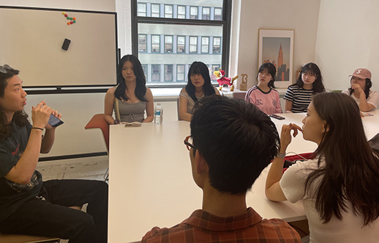 Daegu University Fashion Design students meet with alumni from the New York internship. (Photo: Daegu University)