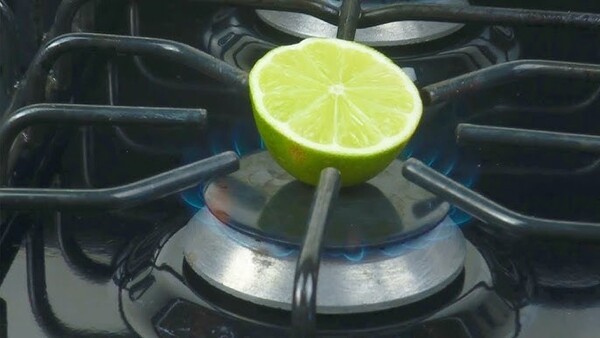 Lemon on a gas stove