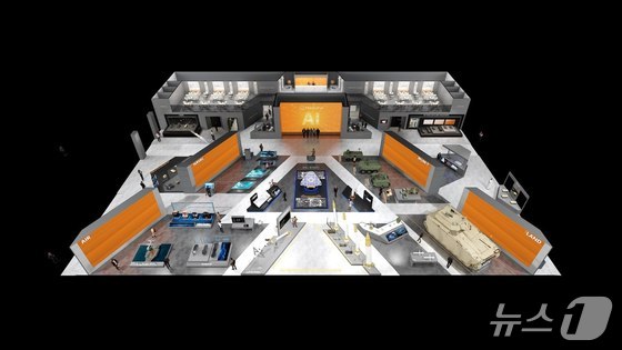  Bird\'s-eye view of the Hanwha booth at the Seoul International Aerospace and Defense Exhibition (ADEX) 2025, held at KINTEX in Goyang, Gyeonggi Province from the October 20 to 24 / Provided by Hanwha Aerospace