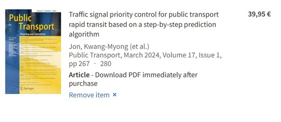  A paper by a researcher from Kim Il Sung University has been published in the first issue of 2025 on the Springer Nature website. Accessing individual papers without a subscription costs 39.95 EUR per article / Capture from Springer Nature website