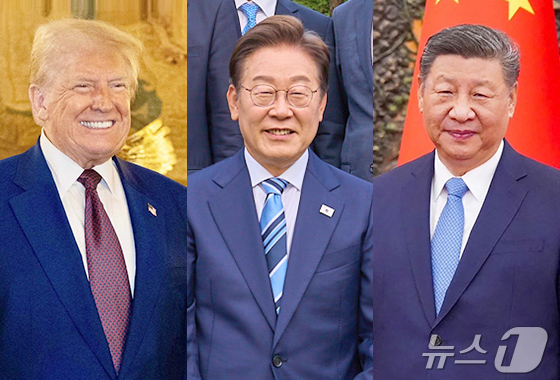 U.S. President Donald Trump, South Korean President Lee Jae Myung, Chinese President Xi Jinping / News1