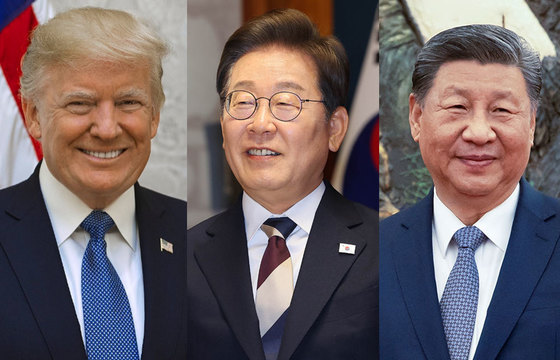 President Donald Trump of the U.S., South Korea\'s President Lee Jae Myung, President Xi Jinping of China / News1