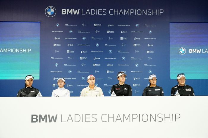 공식 기자회견에 참석한 유해란(맨 오른쪽). ⓒ BMW레이디스 챔피언십 대회 조직위원회