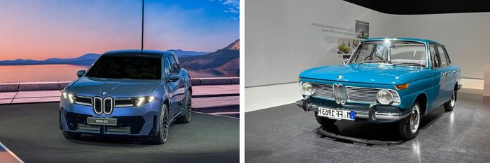 BMW가 지난 9월 IAA(뮌헨모터쇼)에서 최초 공개한 뉴iX3(왼쪽)과 1960년대 출시됐던 BMW