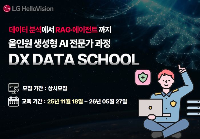 한국케이블TV방송협회(KCTA)는 LG헬로비전, 한국전파진흥협회(RAPA)와 데이터 및 AI 전문 인력 양성 과정인 ‘LG헬로비전 DX데이터 스쿨’ 교육생을 모집한다.ⓒ한국케이블TV방송협회