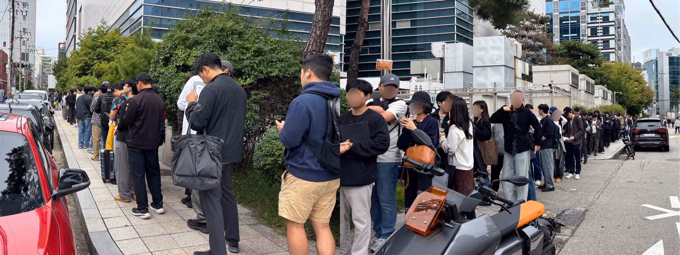 14일 서울 성수동 팔란티어 팝업스토어 앞에 입장을 대기중인 사람들이 줄을 서고 있다. /김수정 기자