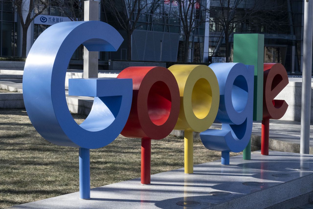 Signage for Google outside the company's offices in Beijing on Feb. 5. Bloomberg