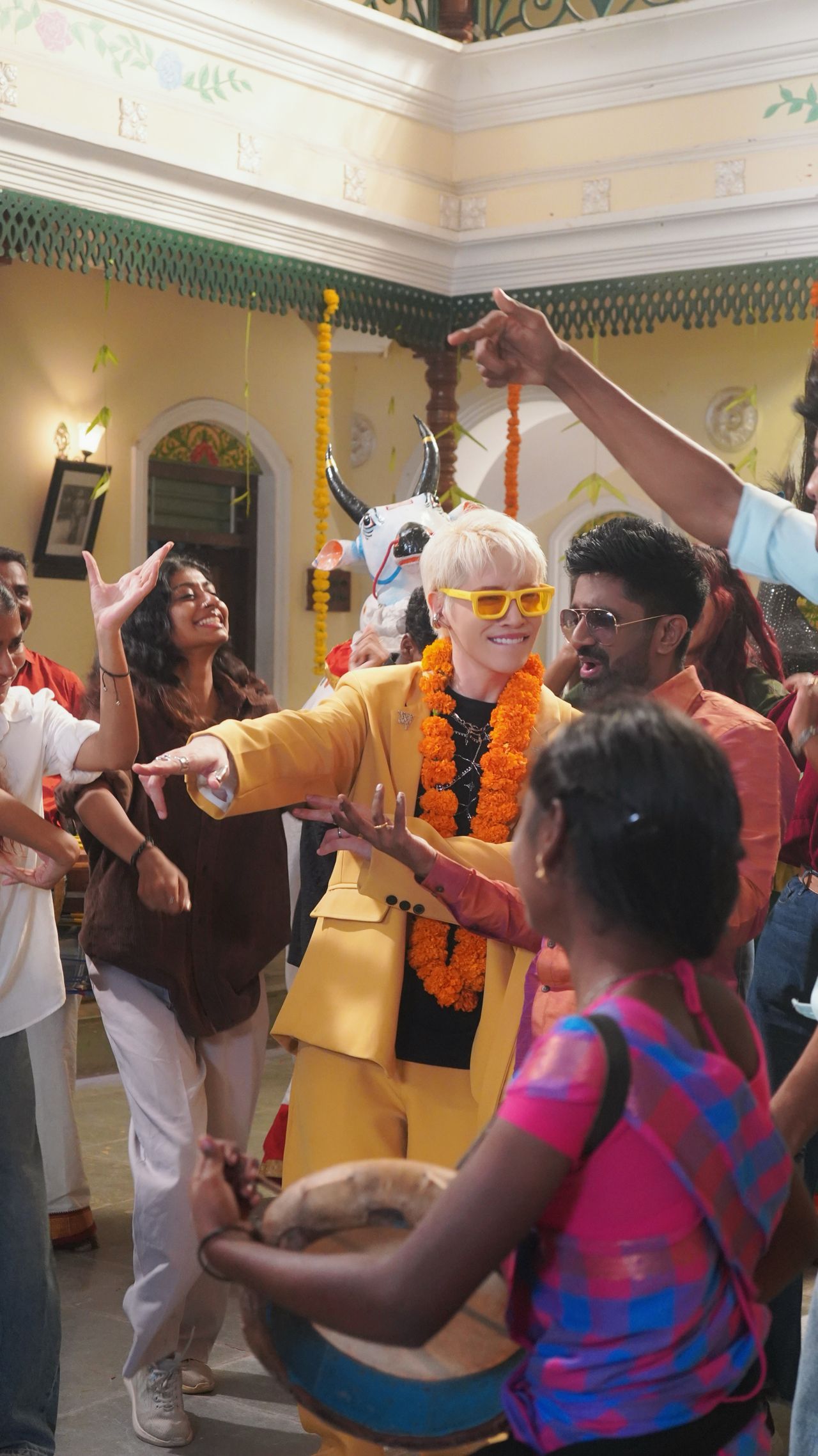 Aoora dances in the music video for his single “Tamil K Gethu,” filmed in Chennai, India, on April 11. (Meera Music)