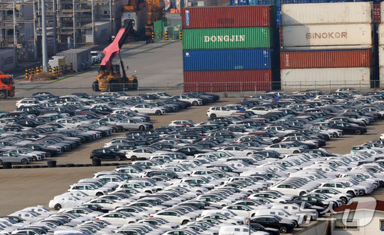  Cars awaiting export. 2025.11.6 / News1