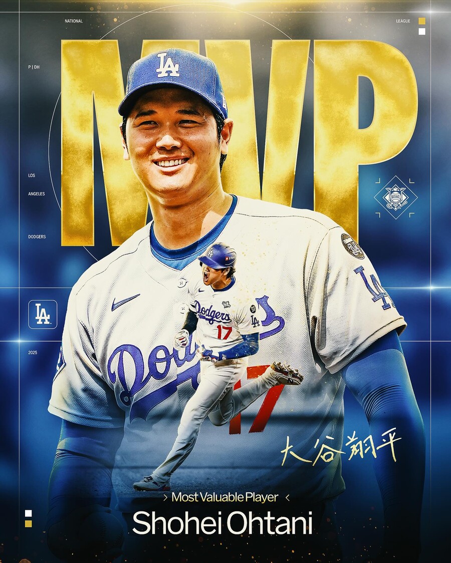 ▲ 오타니 쇼헤이가 2025 메이저리그 내셔널리그 MVP에 선정됐다. ⓒMLB SNS