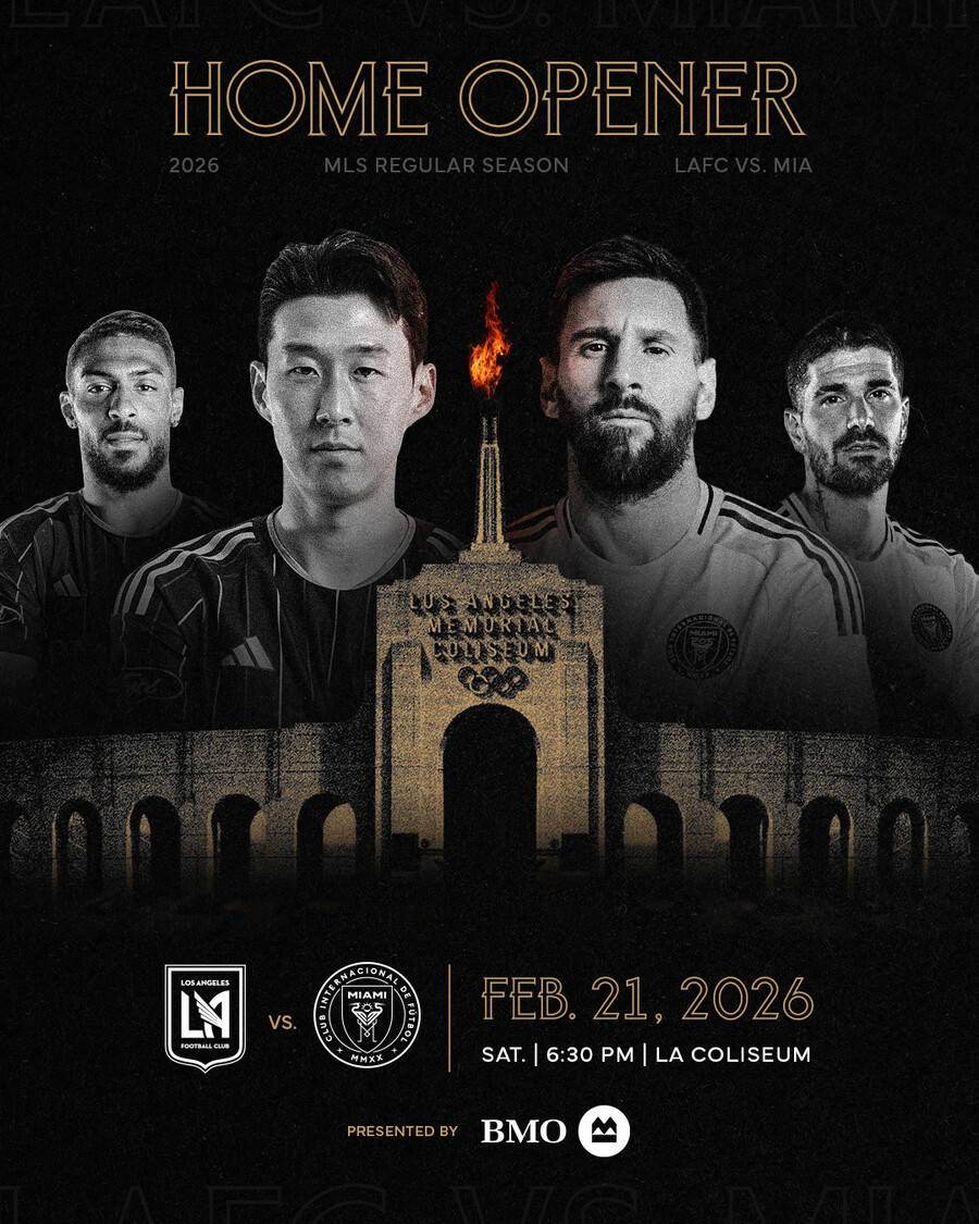 ▲ MLS 최고의 인기 스타 두 선수가 개막전부터 마주하게 됐다. 바로 손흥민과 리오넬 메시가 격돌한다. LAFC의 2026시즌 개막전 상대는 인터 마이애미로 결정됐다. ⓒ LAFC